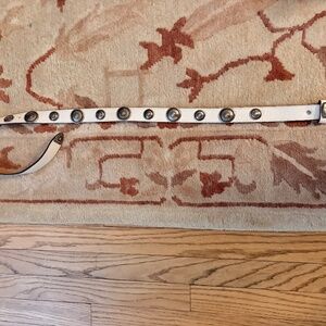 Streets Ahead Santa Monica White Silver Medallion Large Leather Belt